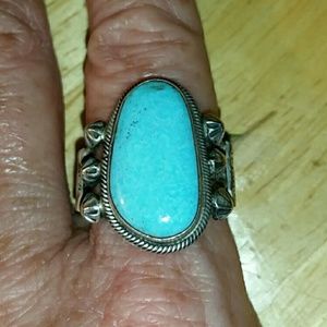 🎈”SLEEPING BEAUTY” Turquoise Sterling Silver Ring Sz 8.75